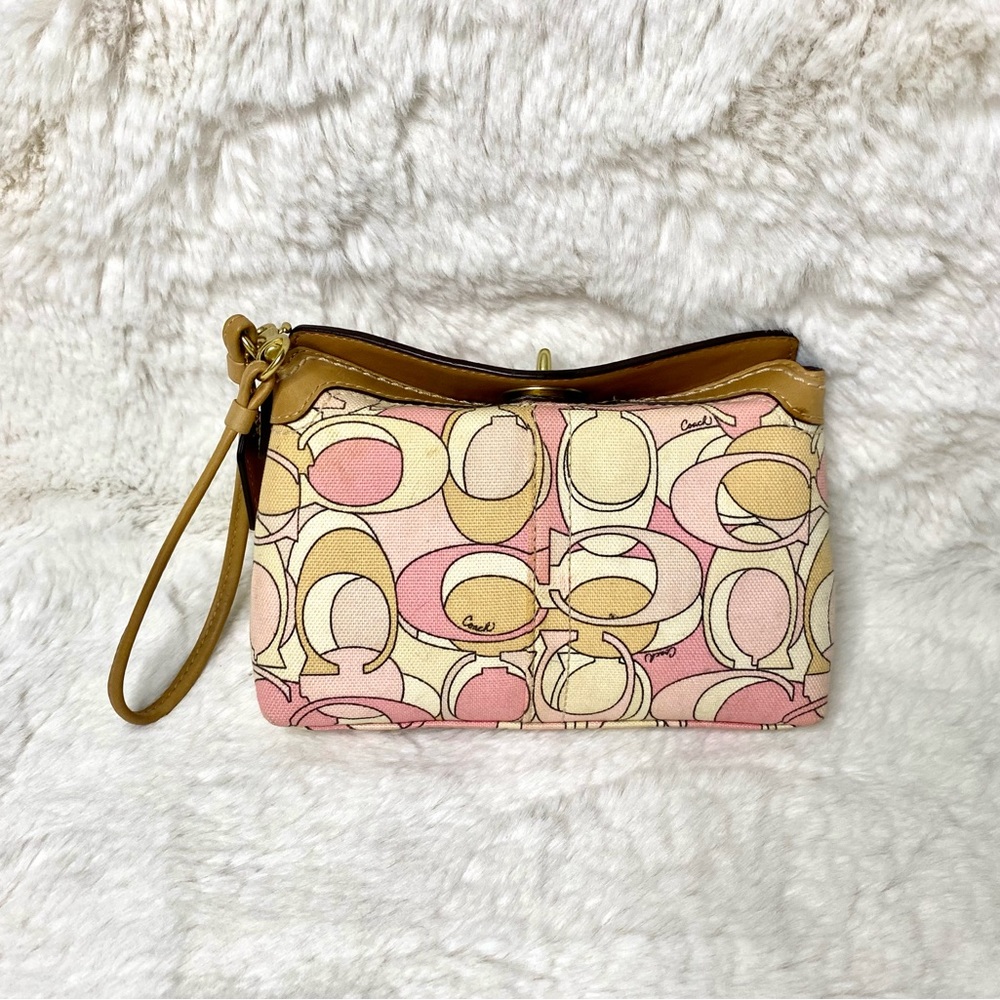 Beige/pink Coach wristlet